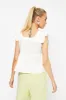 White Frill Sleeve Peplum Top sold by Ally Fashion