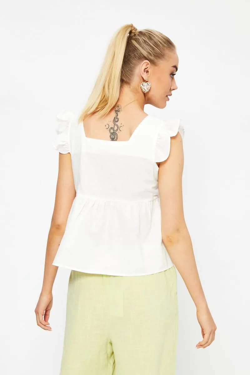 White Frill Sleeve Peplum Top sold by Ally Fashion product image thumbnail 5