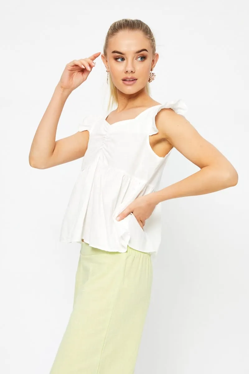 White Frill Sleeve Peplum Top sold by Ally Fashion product image thumbnail 4