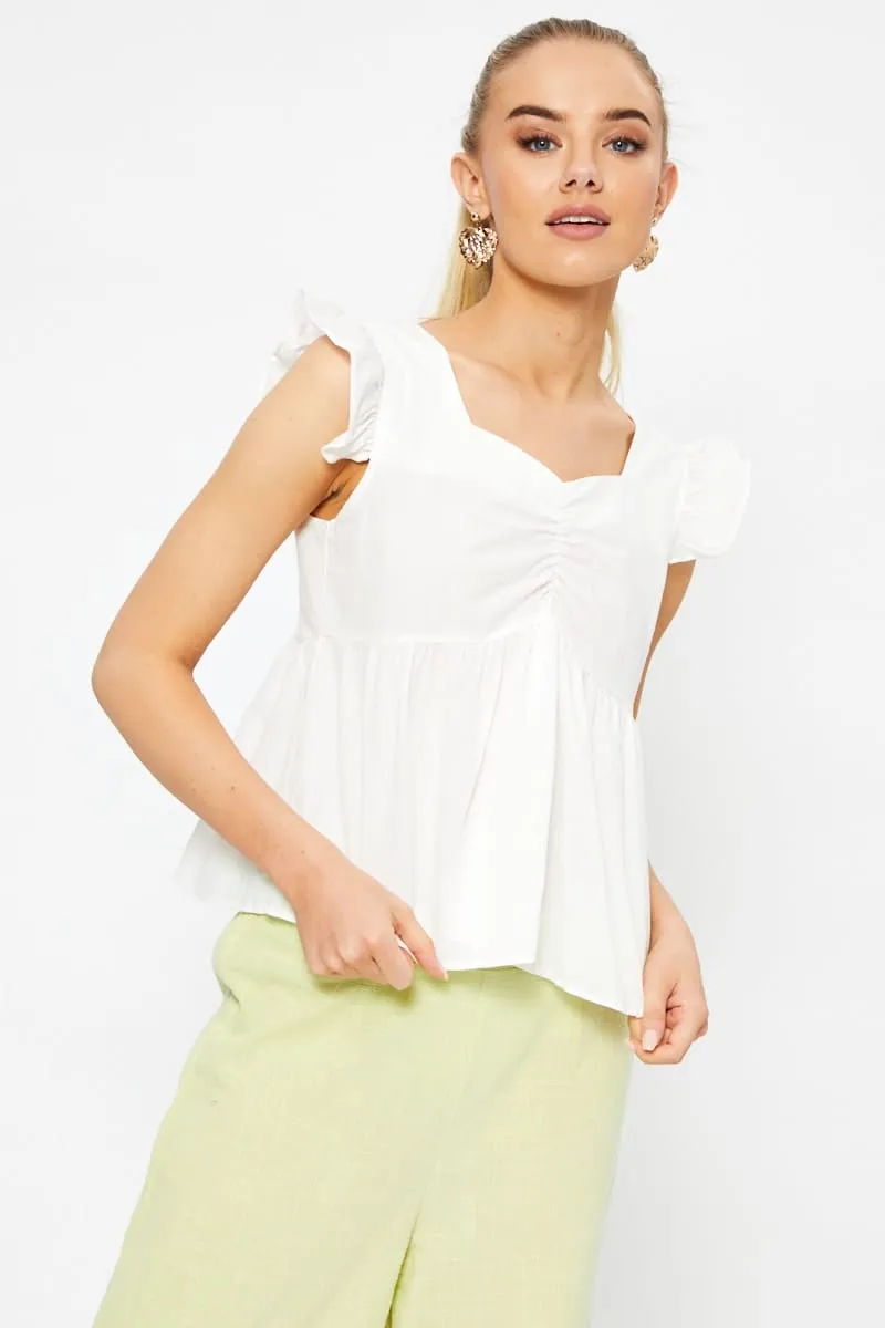 White Frill Sleeve Peplum Top sold by Ally Fashion product image thumbnail 2