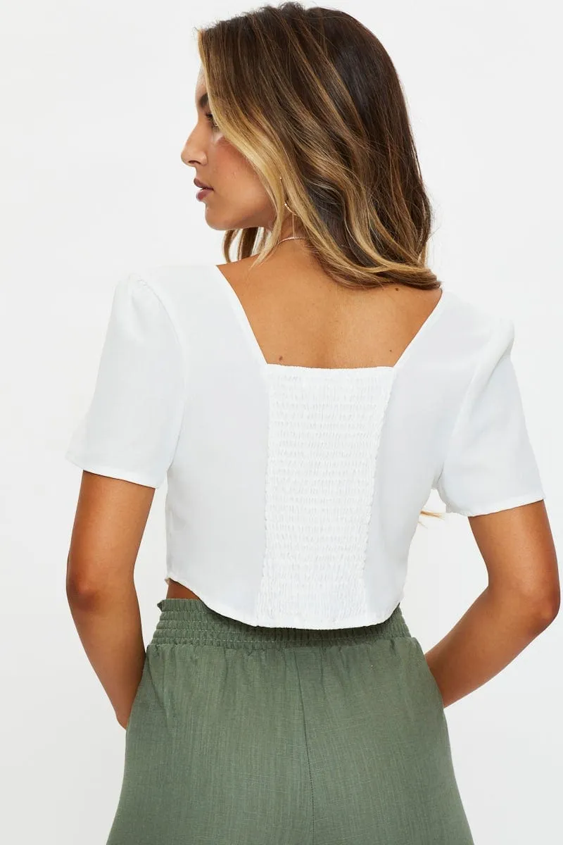 White Button Front Vest Hem Top sold by Ally Fashion product image thumbnail 2