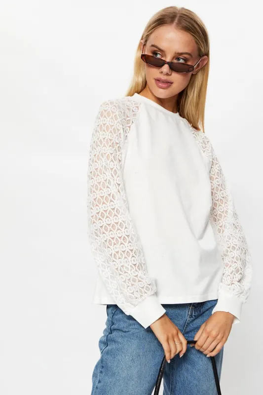 Black Lace Sleeve Top sold by Ally Fashion