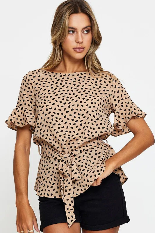 Geo Print Short Sleeve Geo Print Top sold by Ally Fashion