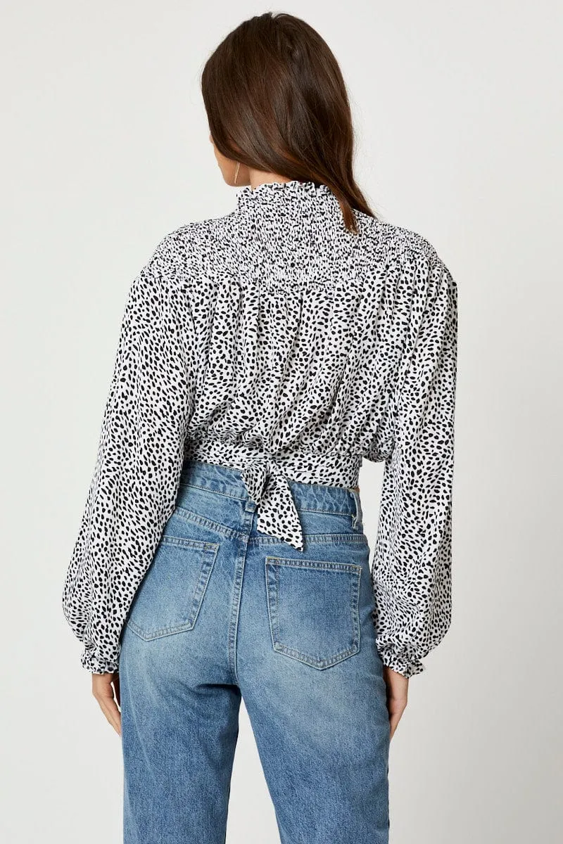 Geo Print Shirred Tie Back Top sold by Ally Fashion product image thumbnail 4