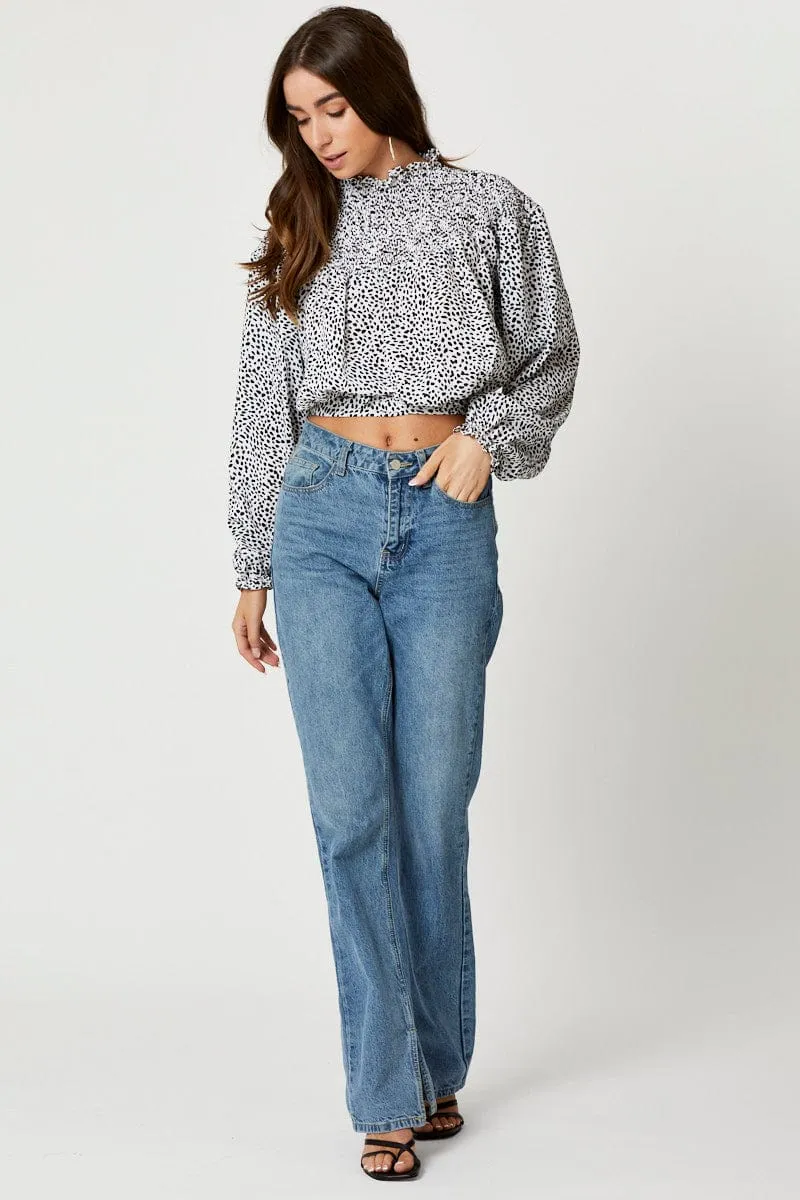 Geo Print Shirred Tie Back Top sold by Ally Fashion product image thumbnail 2