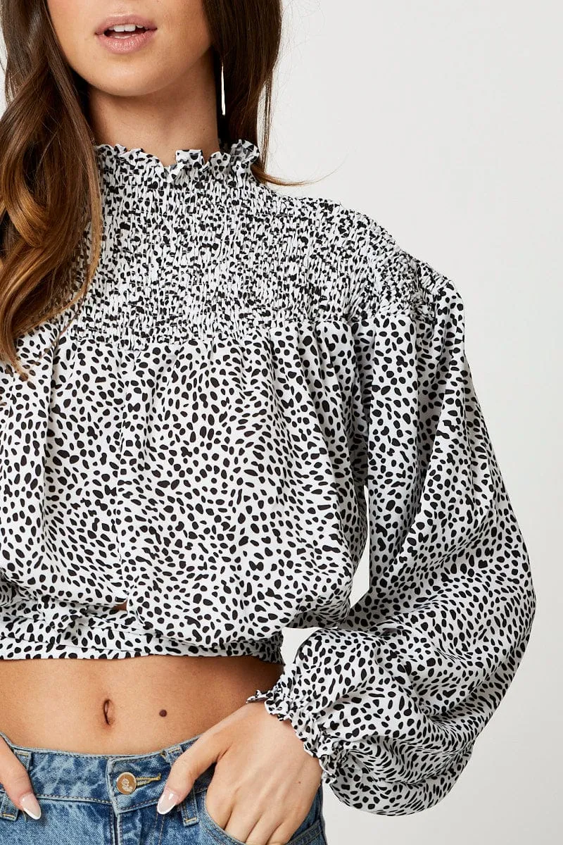 Geo Print Shirred Tie Back Top sold by Ally Fashion product image thumbnail 5