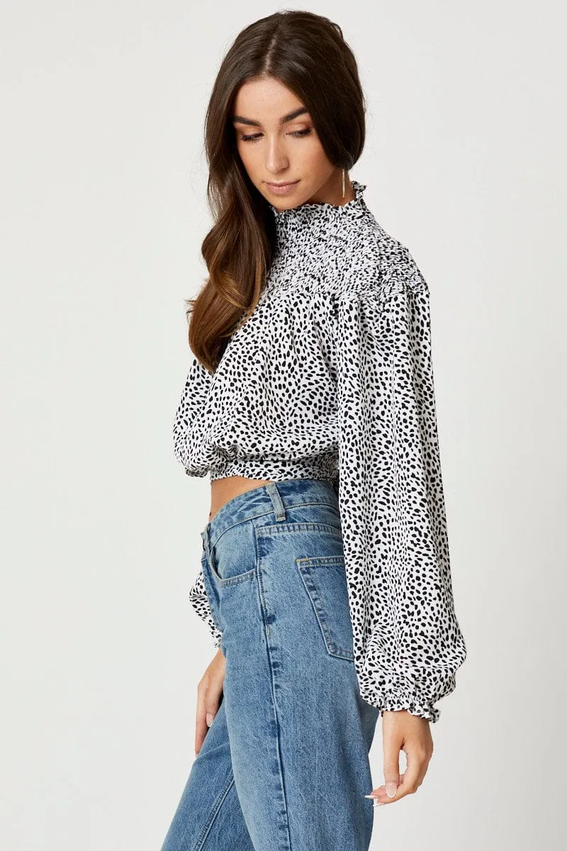 Geo Print Shirred Tie Back Top sold by Ally Fashion product image thumbnail 3