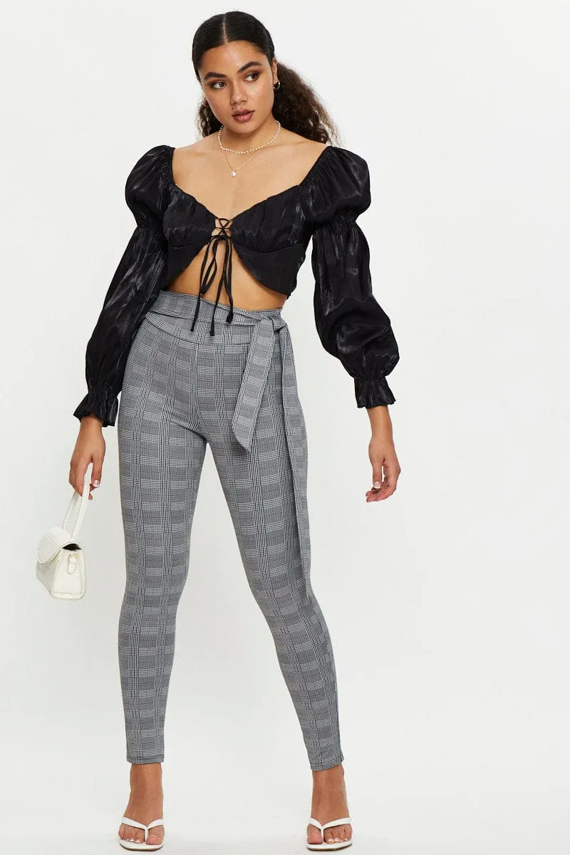 Black Satin Gathered Sleeve Top sold by Ally Fashion product image thumbnail 2