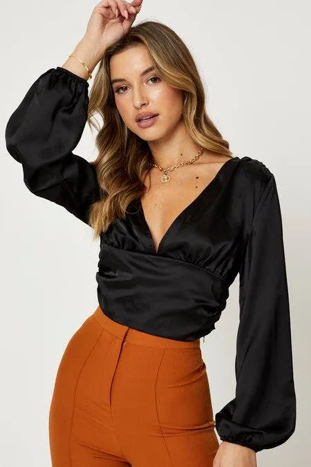 Black Long Sleeve Ruched Top sold by Ally Fashion product image thumbnail 5