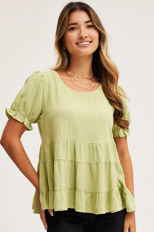 Green Smock Top Short Sleeve sold by Ally Fashion
