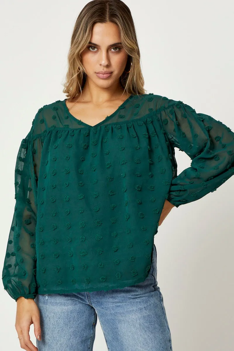 Green Swiss Dot Smock Top sold by Ally Fashion product image thumbnail 5