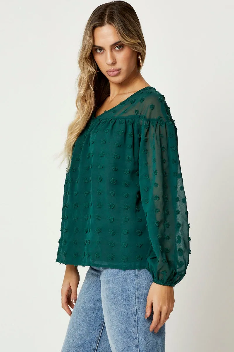 Green Swiss Dot Smock Top sold by Ally Fashion product image thumbnail 3