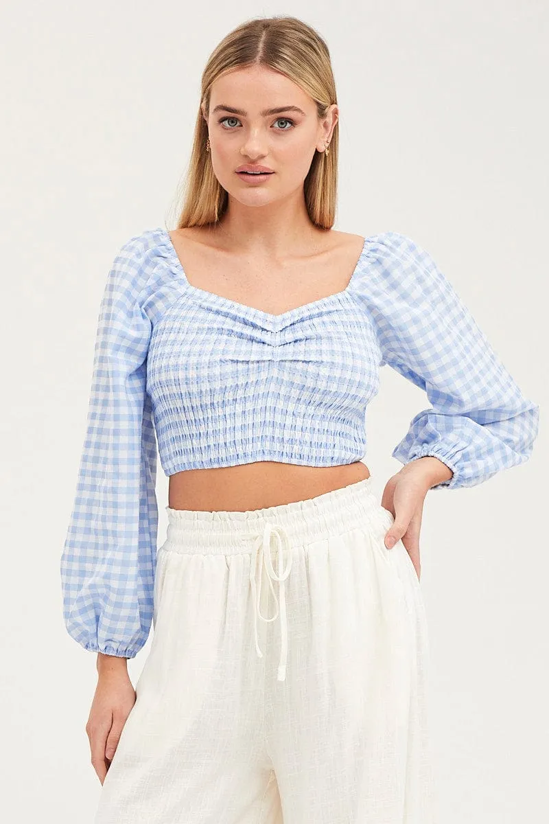 Check Crop Top Long Sleeve sold by Ally Fashion