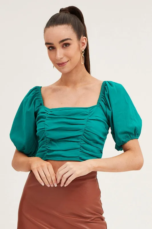 Green Crop Top Short Sleeve sold by Ally Fashion