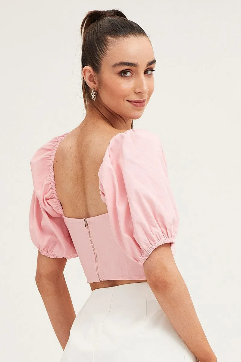Pink Crop Top Short Sleeve sold by Ally Fashion product image thumbnail 5