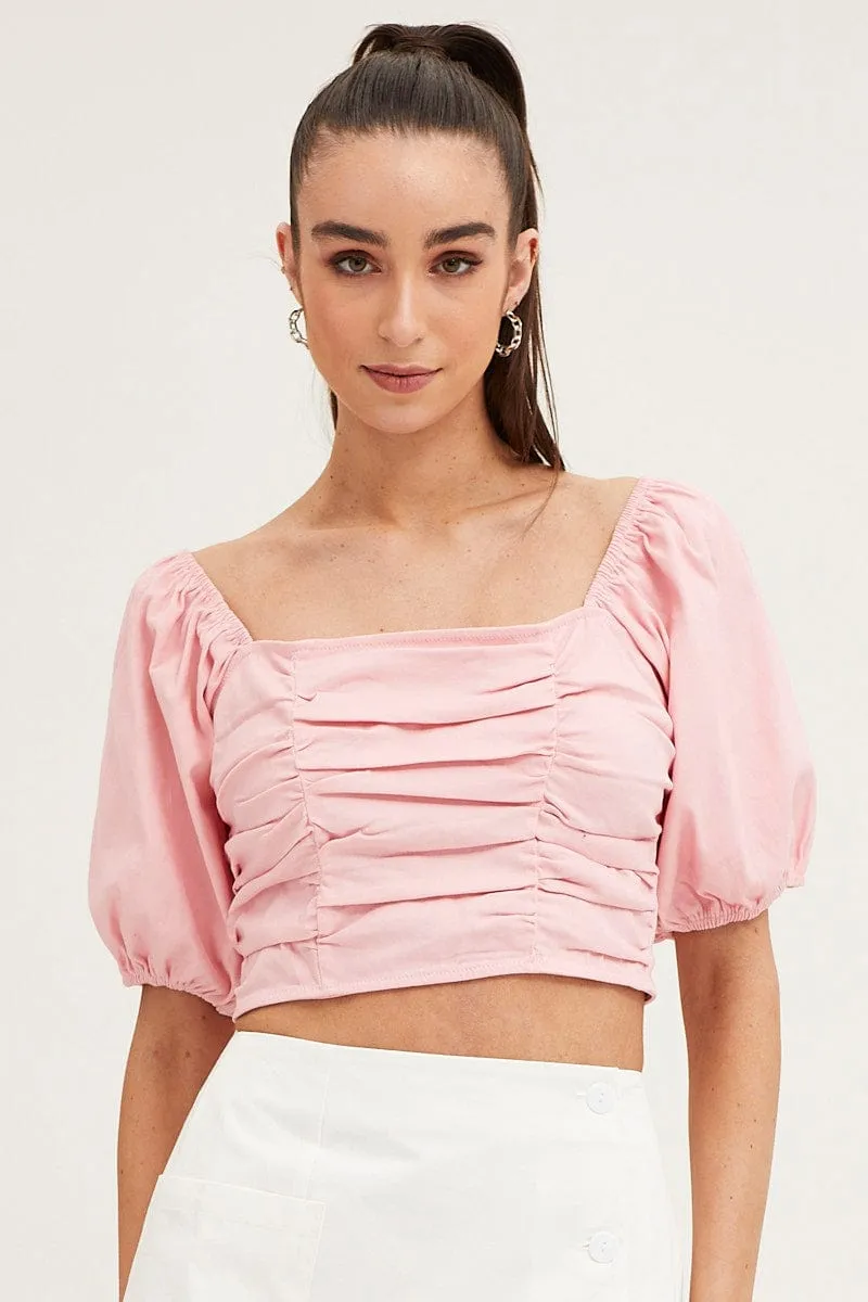 Pink Crop Top Short Sleeve sold by Ally Fashion product image thumbnail 3