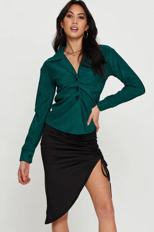 Green Oversized Shirts Long Sleeve Collared sold by Ally Fashion