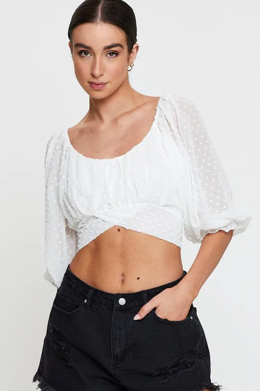 White Crop Top Long Sleeve sold by Ally Fashion
