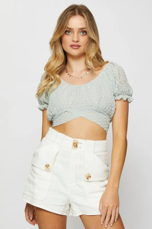 Green Crop Top Long Sleeve sold by Ally Fashion