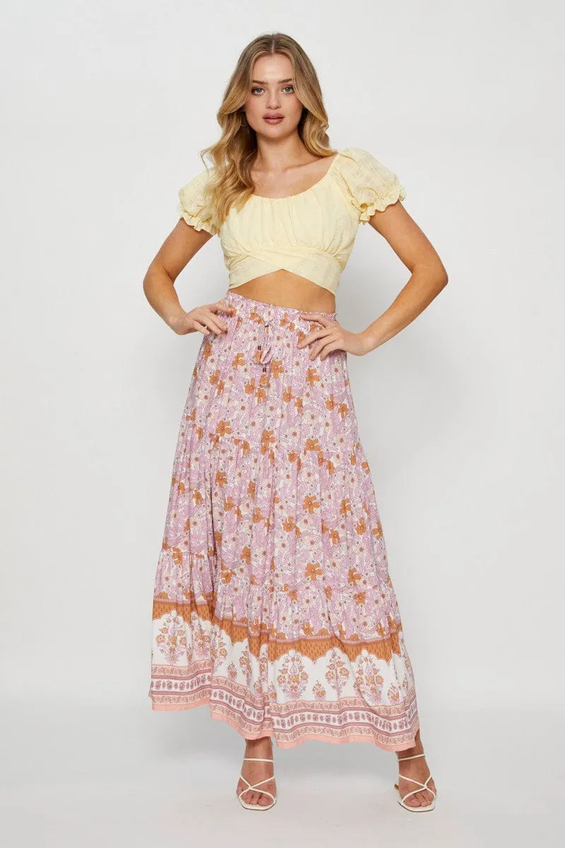 Yellow Crop Top Short Sleeve Tie Up sold by Ally Fashion product image thumbnail 2