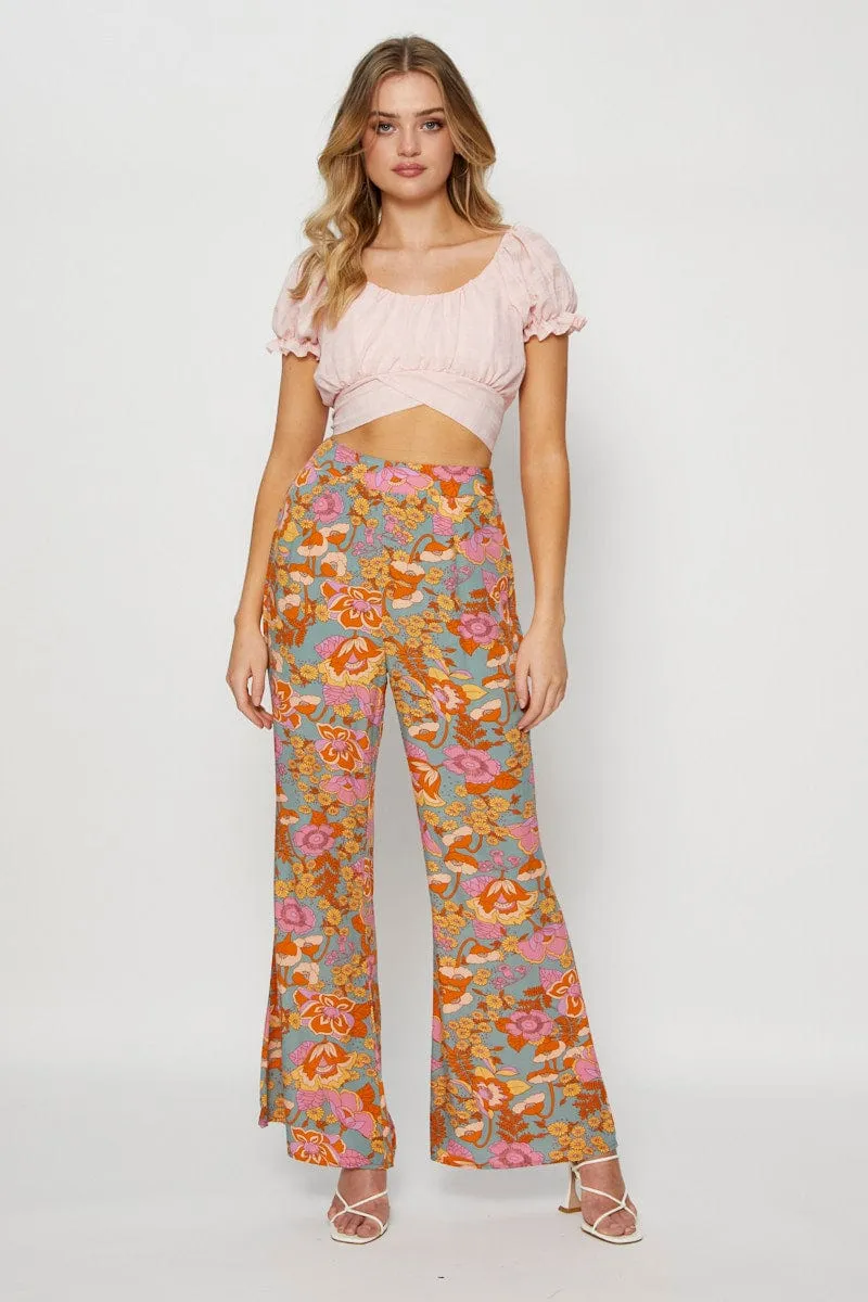 Pink Crop Top Short Sleeve Tie Up sold by Ally Fashion product image thumbnail 2