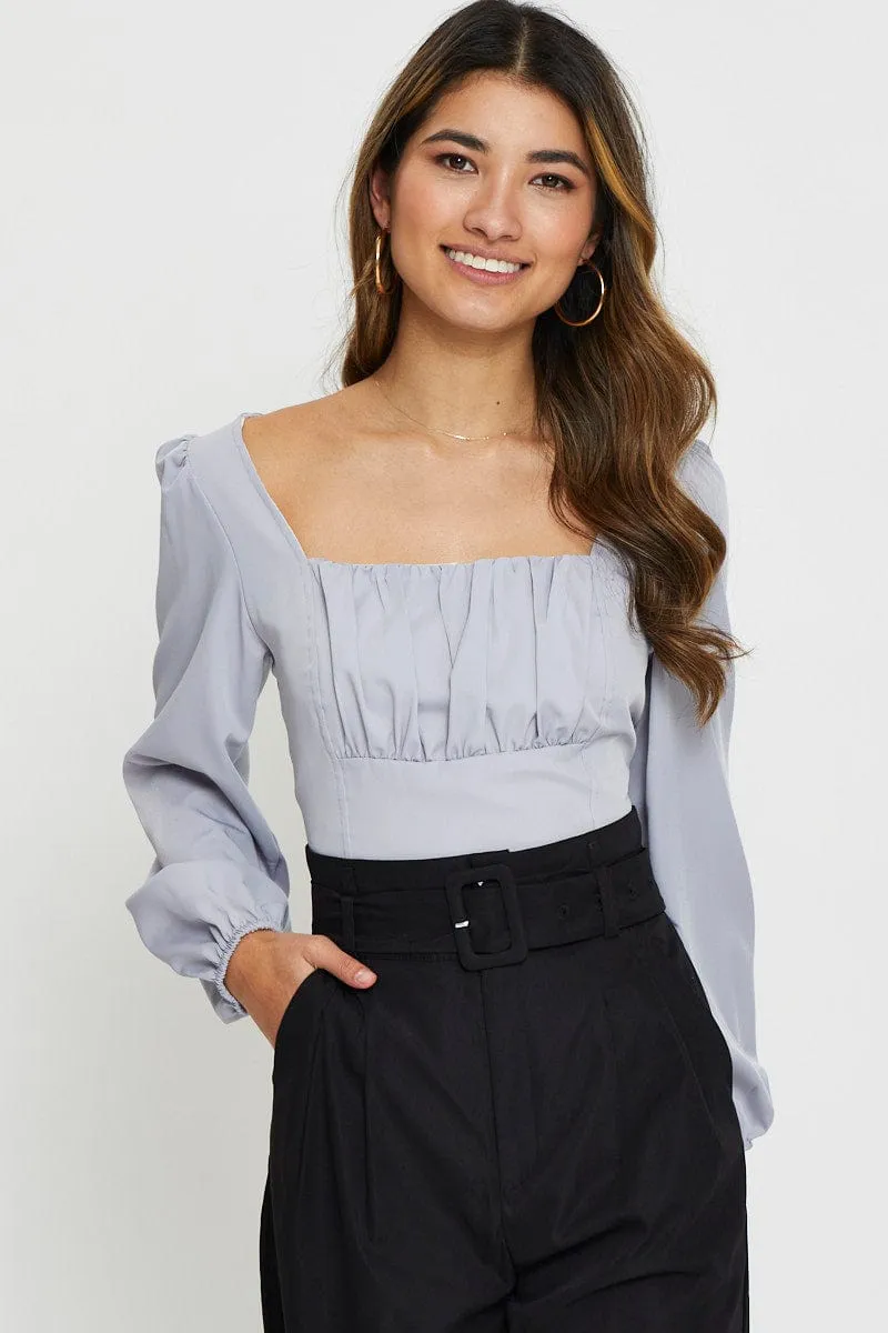 Purple Blouse Long Sleeve Square Neck sold by Ally Fashion product image thumbnail 3