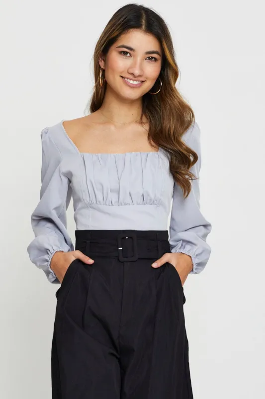 Purple Blouse Long Sleeve Square Neck sold by Ally Fashion