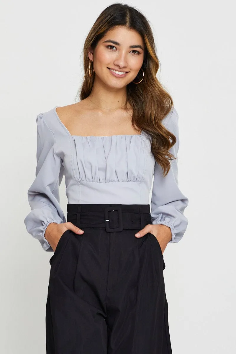 Purple Blouse Long Sleeve Square Neck sold by Ally Fashion