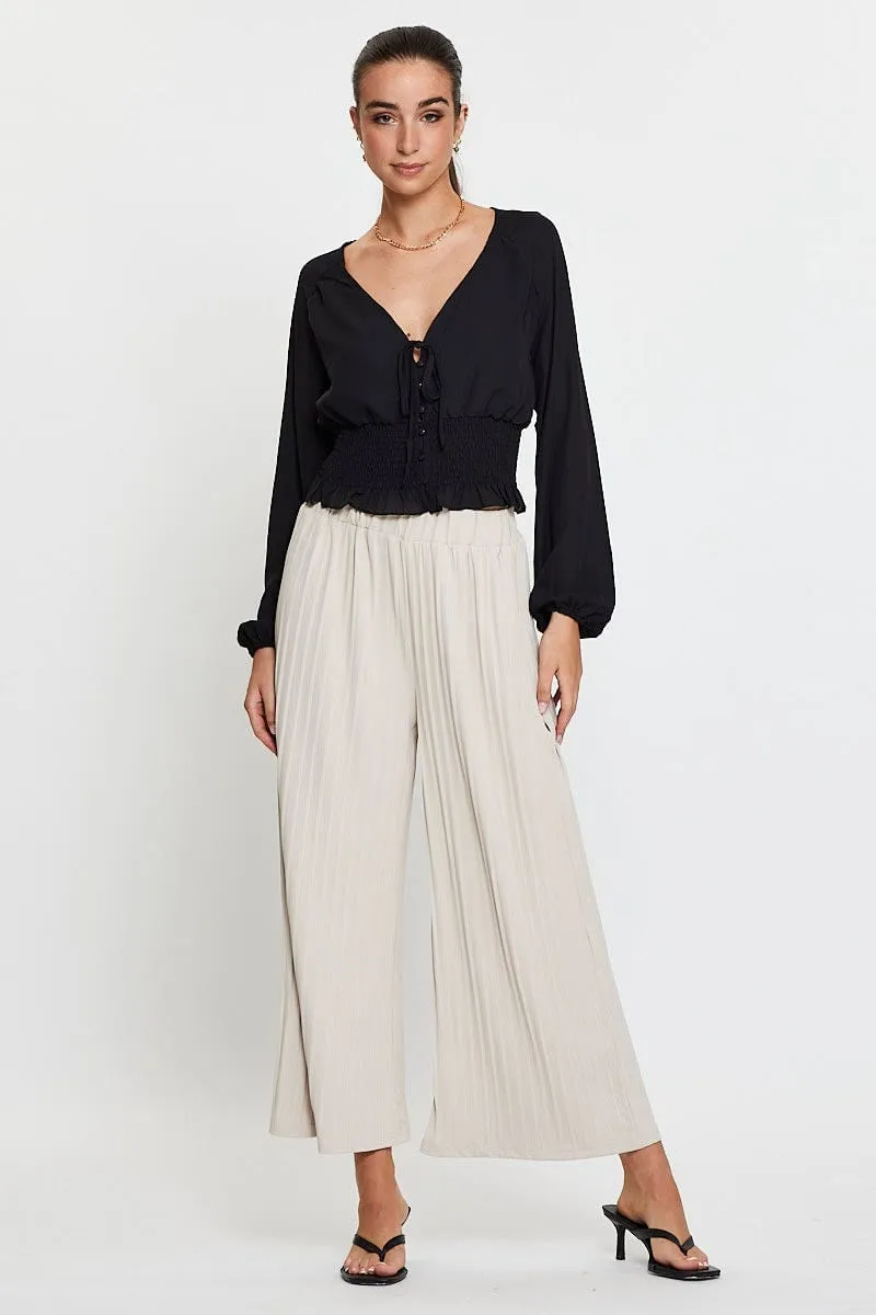 Black Crop Top Long Sleeve V-Neck sold by Ally Fashion product image thumbnail 2