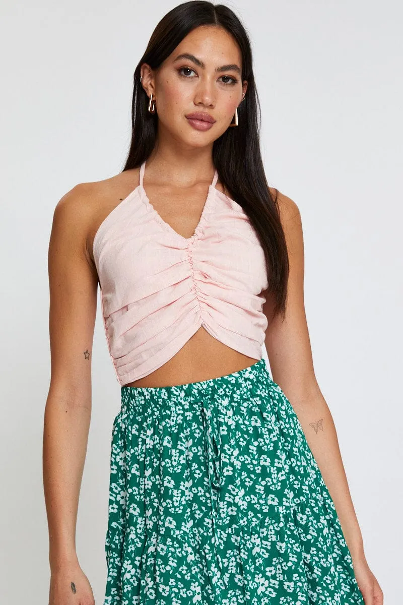 Pink Halter Top Crop sold by Ally Fashion product image thumbnail 2