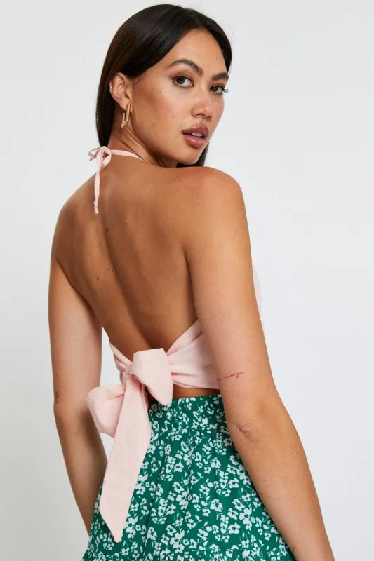 Pink Halter Top Crop sold by Ally Fashion