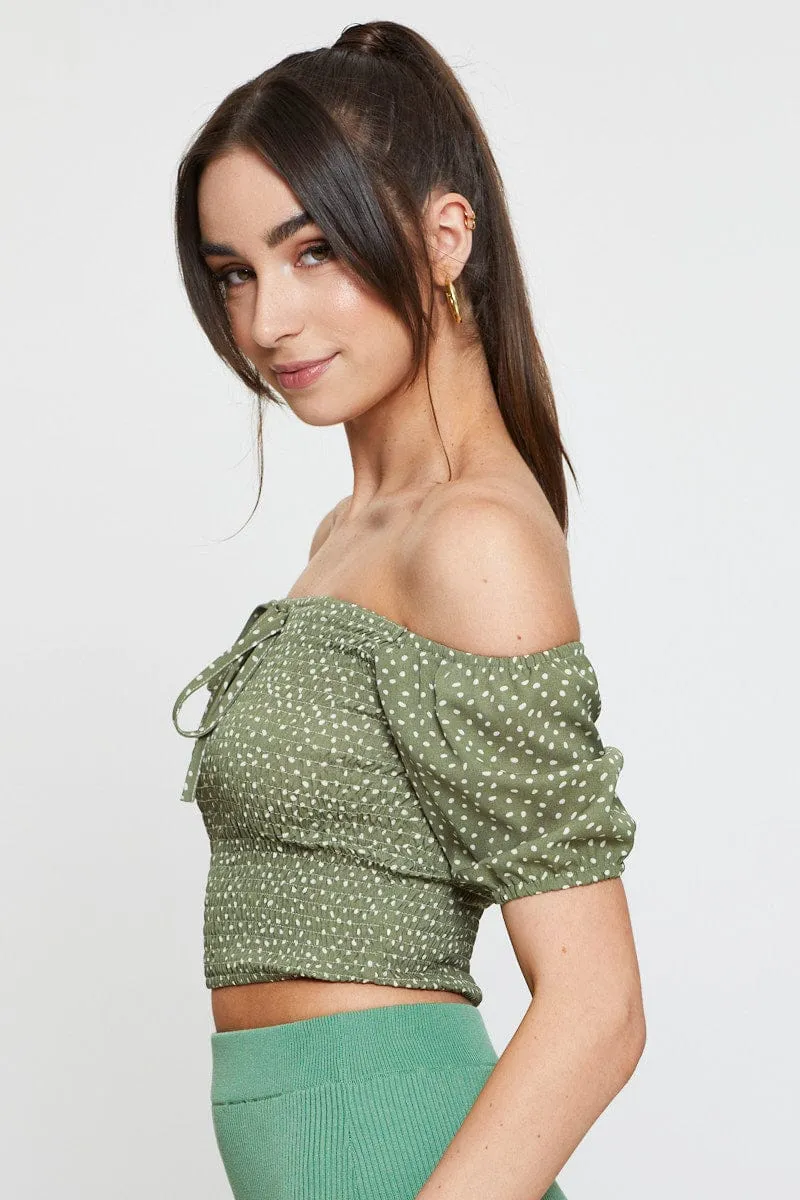 Geo Print Crop Top Three-Quarter sold by Ally Fashion product image thumbnail 4
