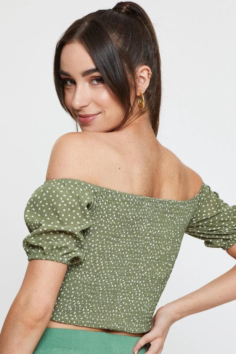 Geo Print Crop Top Three-Quarter sold by Ally Fashion product image thumbnail 2