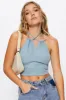 Grey Tie Back Crop Top sold by Ally Fashion