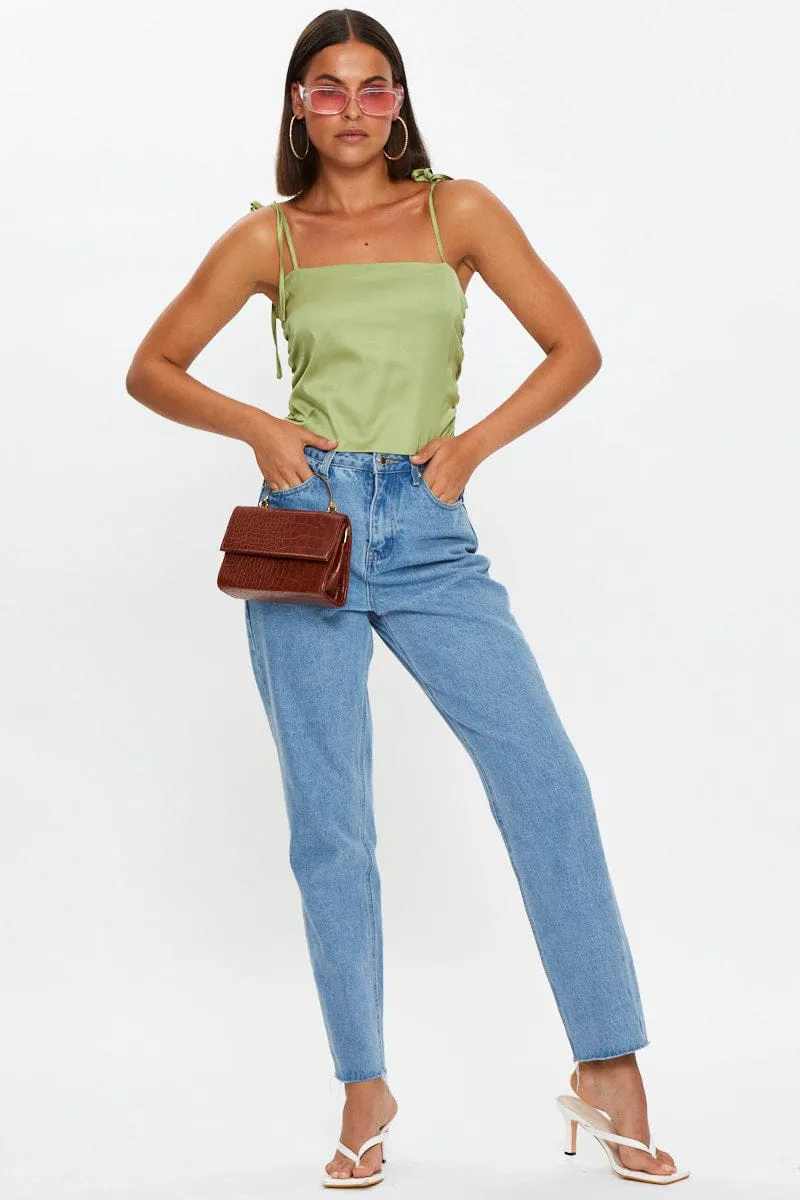 Green Satin Cami Crop Top sold by Ally Fashion product image thumbnail 3