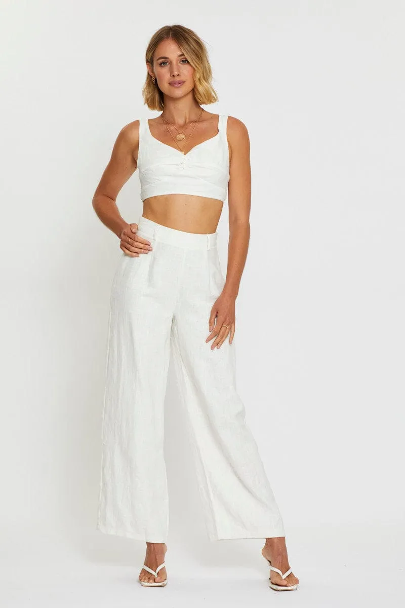 White Crop Top Linen Blend sold by Ally Fashion product image thumbnail 2