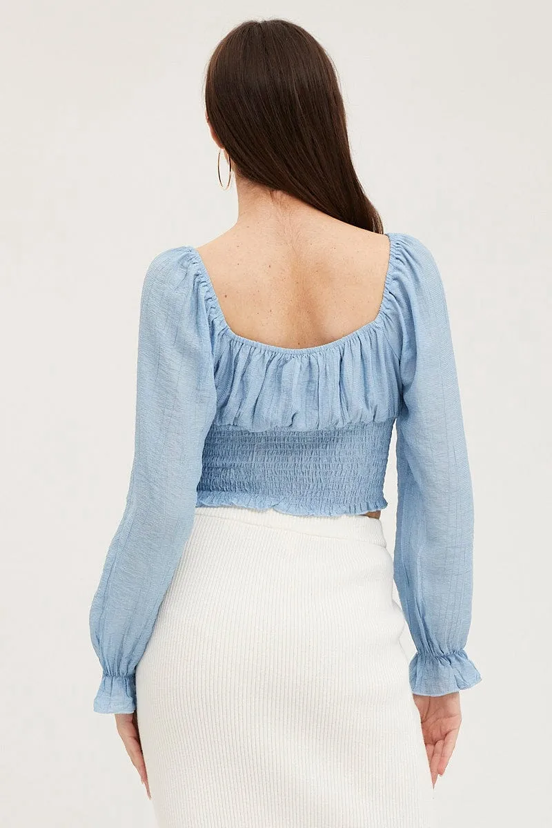 Blue Crop Top Long Sleeve sold by Ally Fashion product image thumbnail 5
