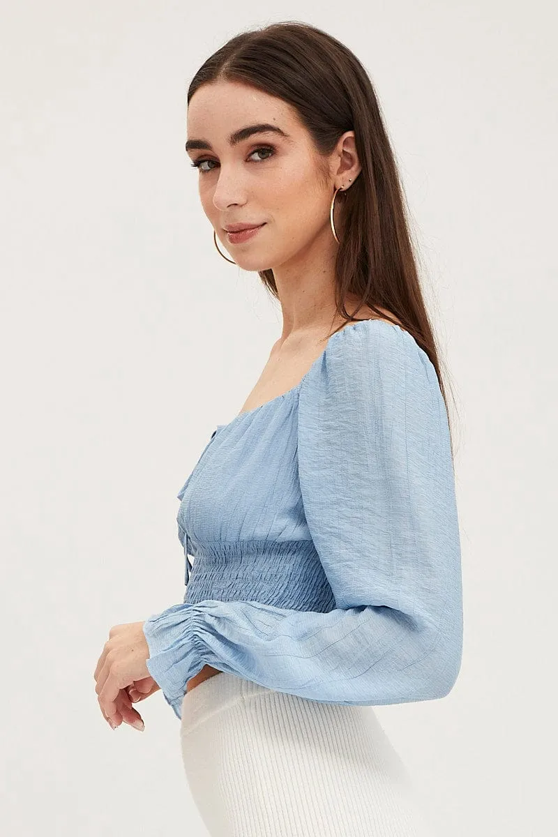 Blue Crop Top Long Sleeve sold by Ally Fashion product image thumbnail 4