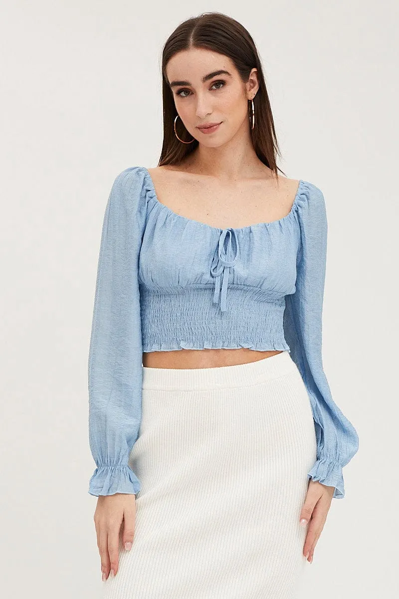 Blue Crop Top Long Sleeve sold by Ally Fashion product image thumbnail 3