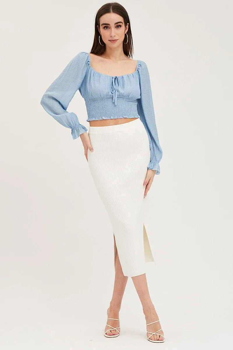 Blue Crop Top Long Sleeve sold by Ally Fashion product image thumbnail 2