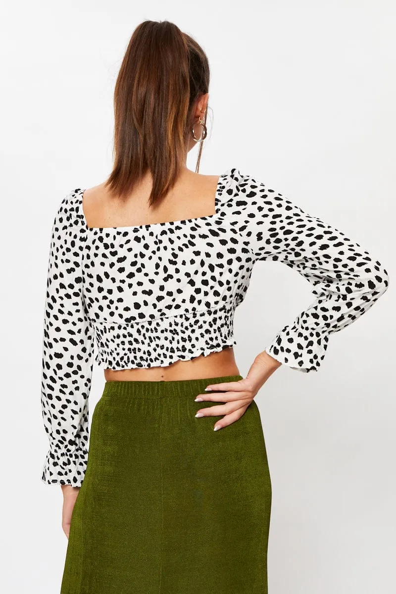 Geo Print Long Sleeve Geo Print Semi Crop Top sold by Ally Fashion product image thumbnail 5