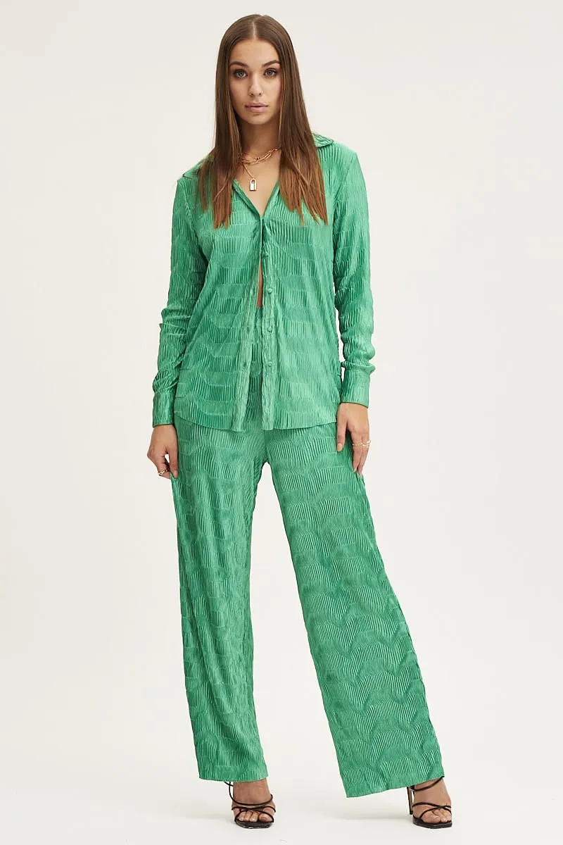 Green Plisse Shirts Long Sleeve sold by Ally Fashion product image thumbnail 2