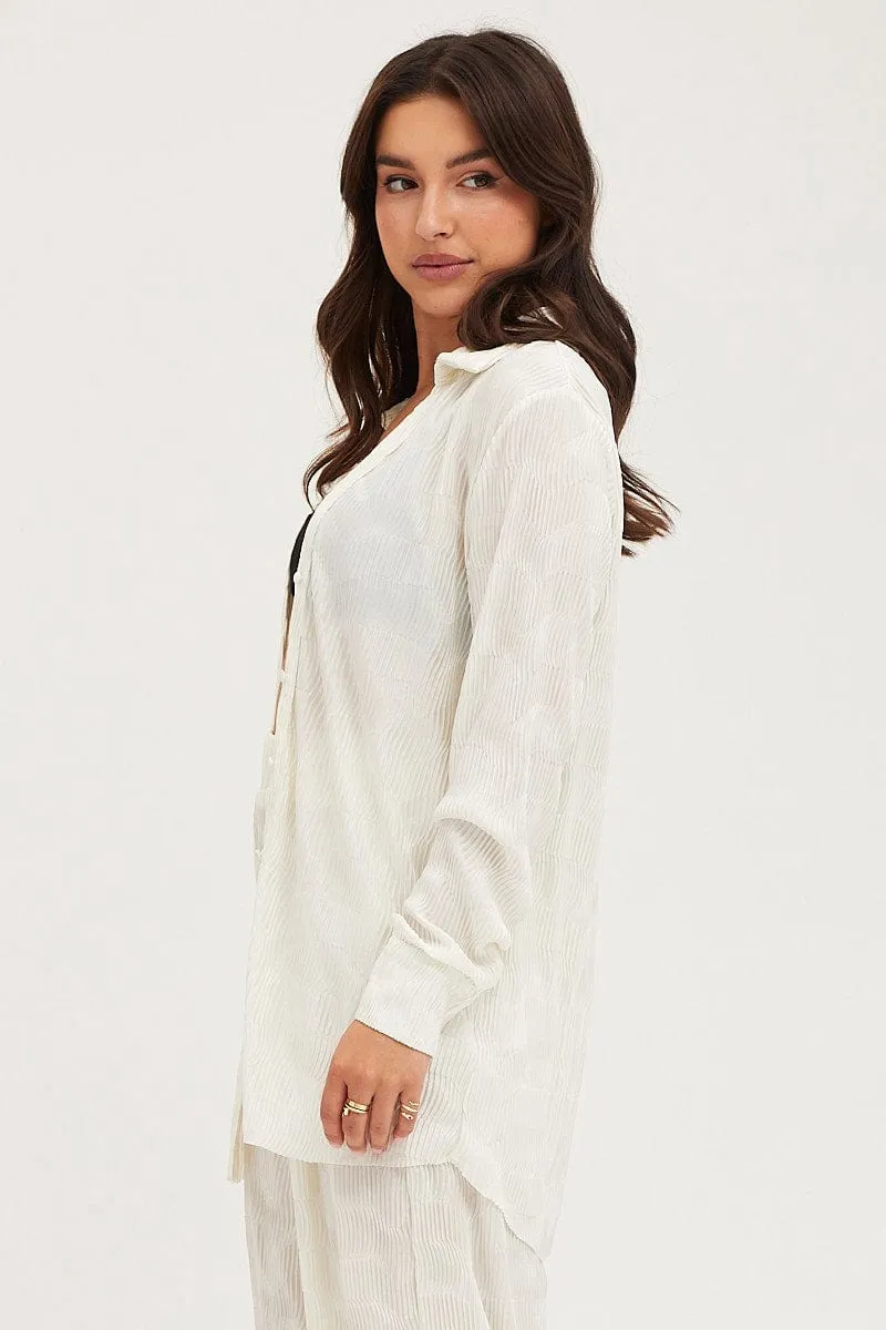 White Plisse Shirts Long Sleeve sold by Ally Fashion product image thumbnail 5