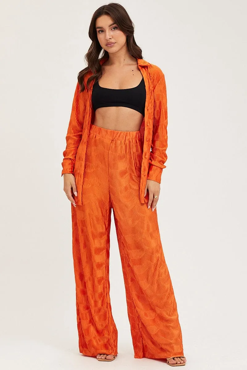 Orange Plisse Shirts Long Sleeve sold by Ally Fashion product image thumbnail 2