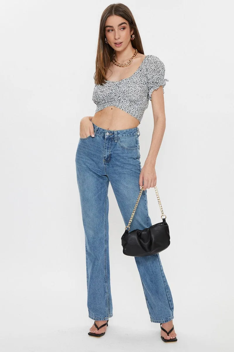 Polka Dot Short Sleeve Ruched Crop Top sold by Ally Fashion product image thumbnail 3