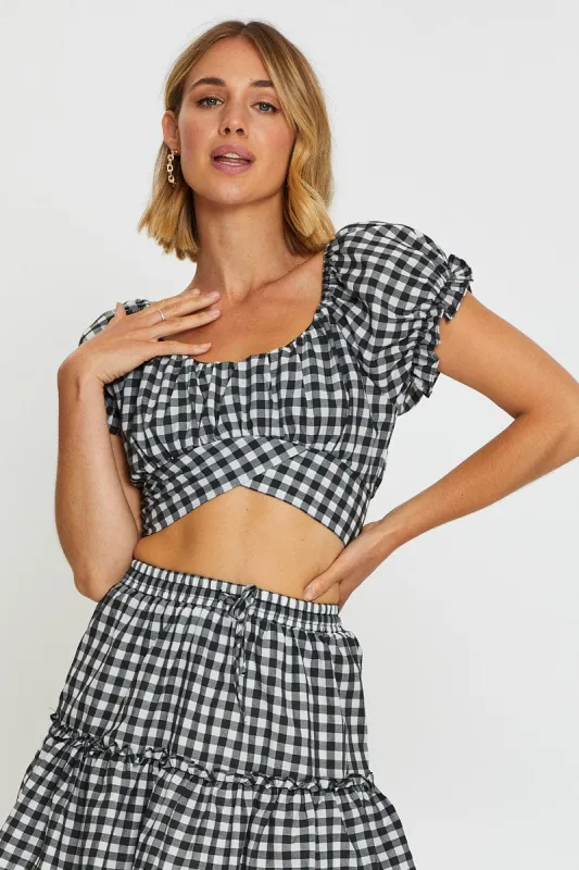 Check Crop Top Tie Up sold by Ally Fashion