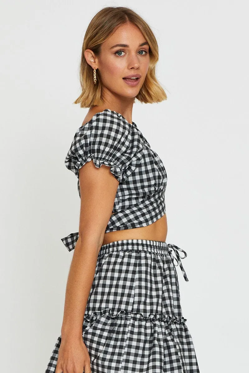 Check Crop Top Tie Up sold by Ally Fashion product image thumbnail 4