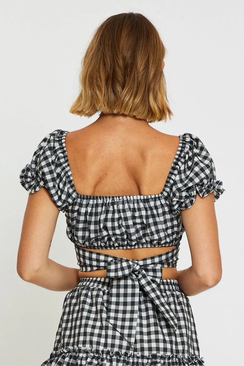 Check Crop Top Tie Up sold by Ally Fashion product image thumbnail 5