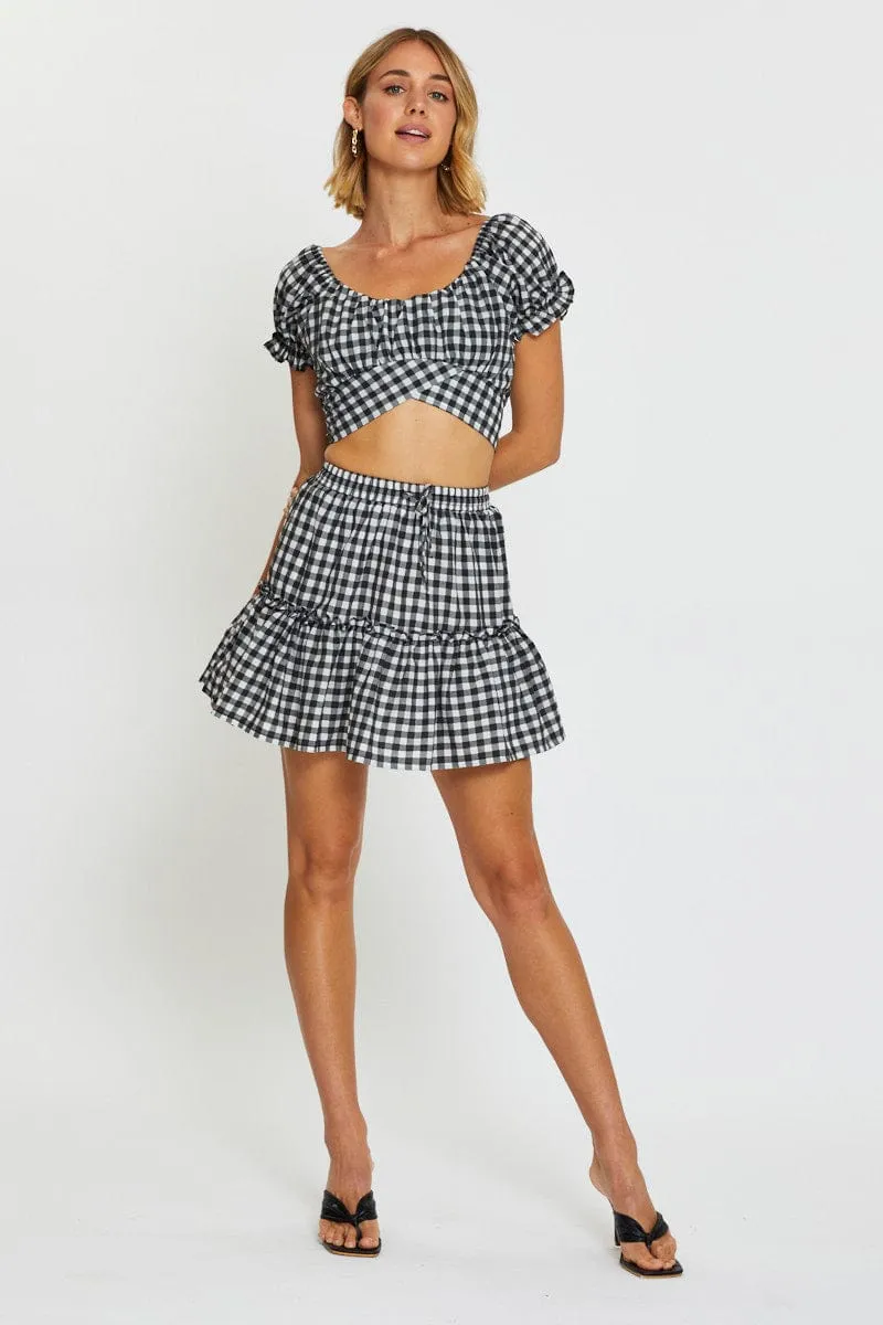 Check Crop Top Tie Up sold by Ally Fashion product image thumbnail 2