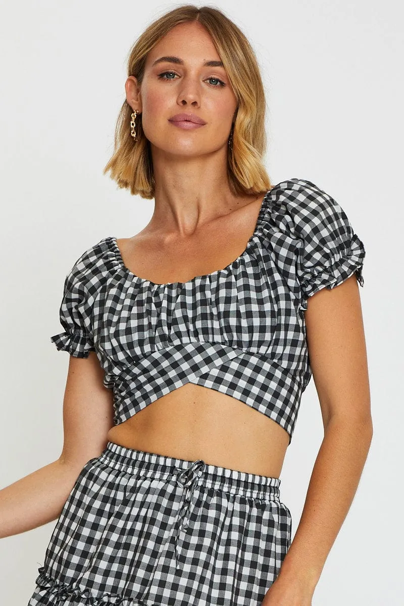 Check Crop Top Tie Up sold by Ally Fashion product image thumbnail 3